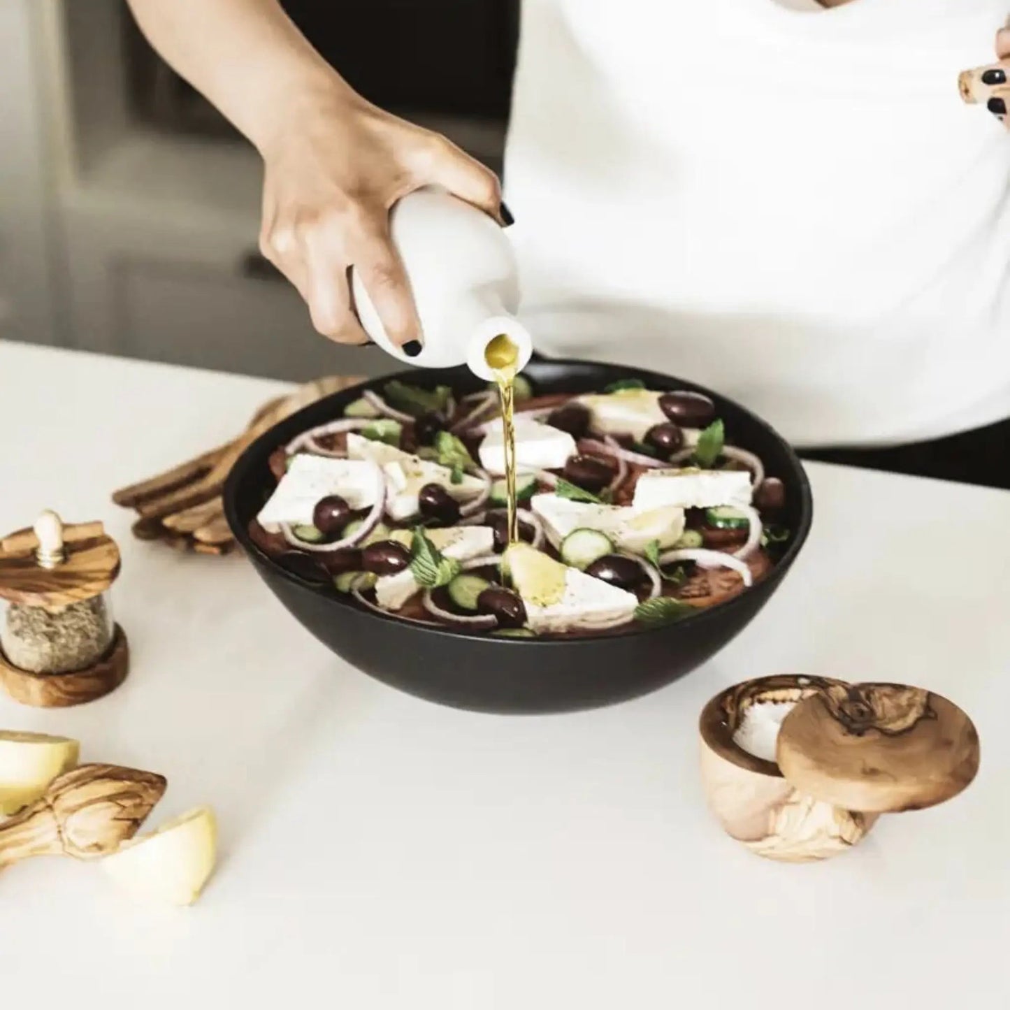 Salt-och pepparskål olivträ