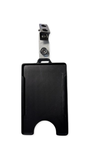 Slitstark ID-korthållare med utdragbar snörmekanism och clip