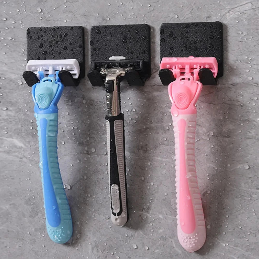 4-pack Självhäftande Rakhållare – Väggmonterade Krokar för Badrum – För Rakapparat/Gillette – Svart Plastkrok för Dusch