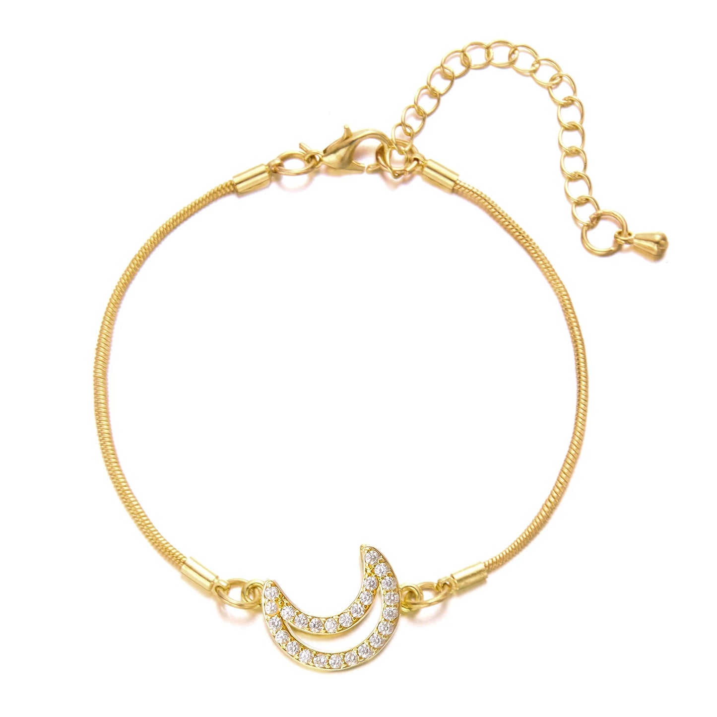 Elegant Kristallarmband med Blommor för Kvinnor – Y2K Stil med Måne, Körsbärsblom & Rosett – Lyxigt Designerarmband i Zirkon