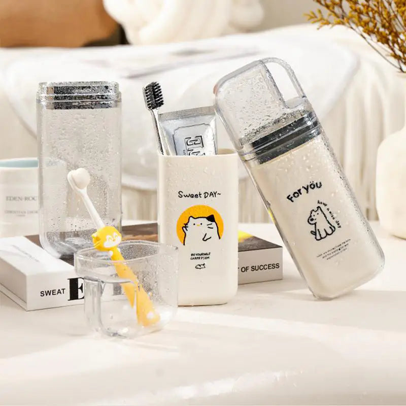 3-i-1 Tandborstförvaringsbox – Portabel Mugg för Munskölj & Tandkräm – Resekit med Tandborstmugg