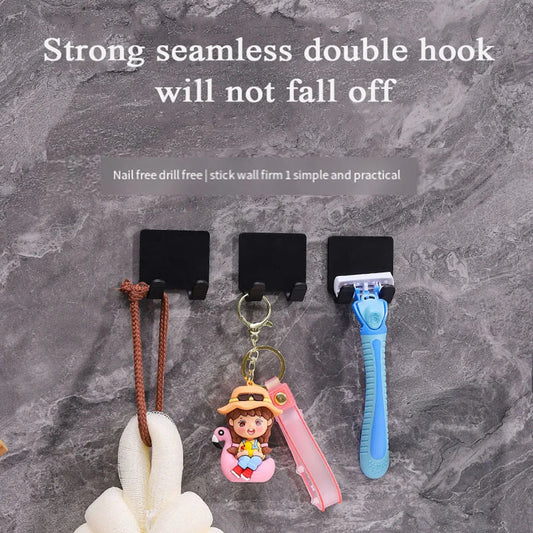 4-pack Självhäftande Rakhållare – Väggmonterade Krokar för Badrum – För Rakapparat/Gillette – Svart Plastkrok för Dusch