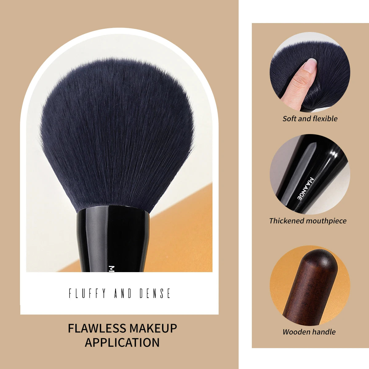 MAANGE 1ST Professionell Puderborste – Stor, Mjuk & Tätt Packad Borste för Rouge & Blending – Kosmetiskt Sminkverktyg – Perfekt som Skönhetspresent