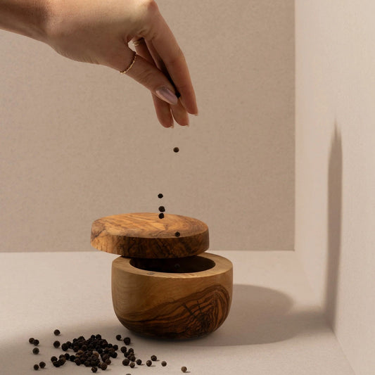 Salt-och pepparskål olivträ