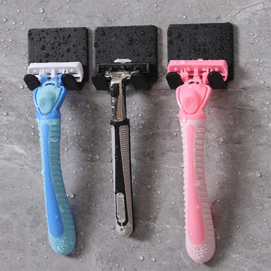 4-pack Självhäftande Rakhållare – Väggmonterade Krokar för Badrum – För Rakapparat/Gillette – Svart Plastkrok för Dusch