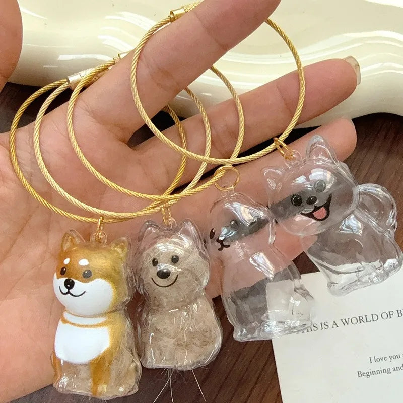 Nyckelring med Transparent Kapsel för Hundhår – Förvaringshänge, Minnesdekoration, DIY-smycke – Gåva till Djurälskare, Heminredning