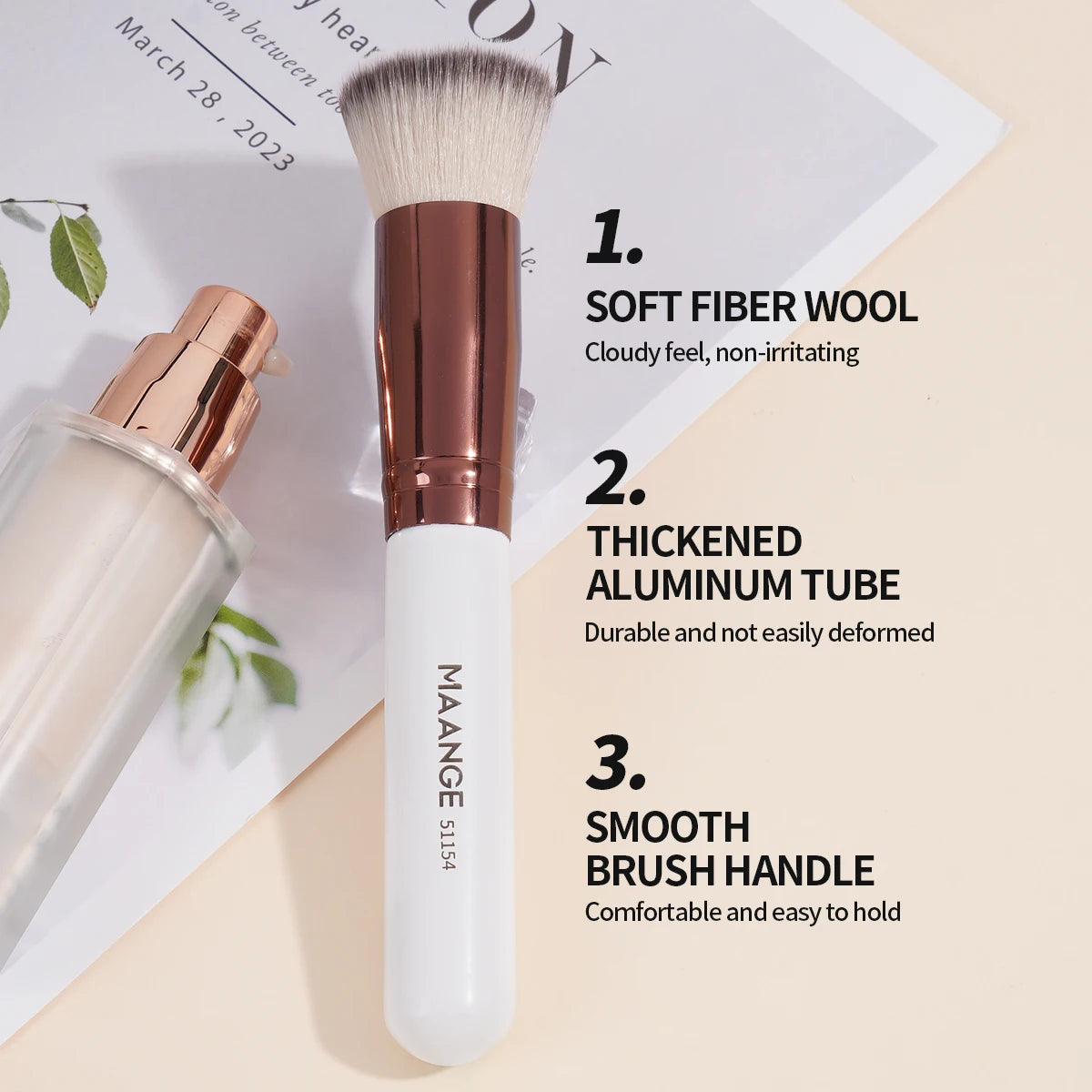 MAANGE 3-delars Sminkborstset – Foundation-, Concealer-, Ögonskuggs- & Ögonfransborste – Mjuka Syntetiska Strån – Sminkverktyg