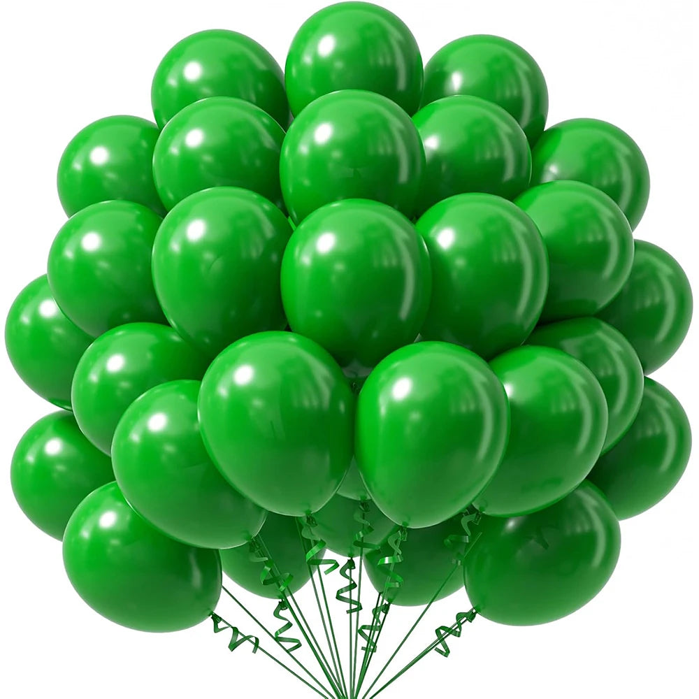 10/12-tums ballonger, 10/20/30 st – röda, kungligt blå, gula och djungelgröna ballonger. Perfekta för kalas, Student, babyshower och födelsedagsfestdekoration.