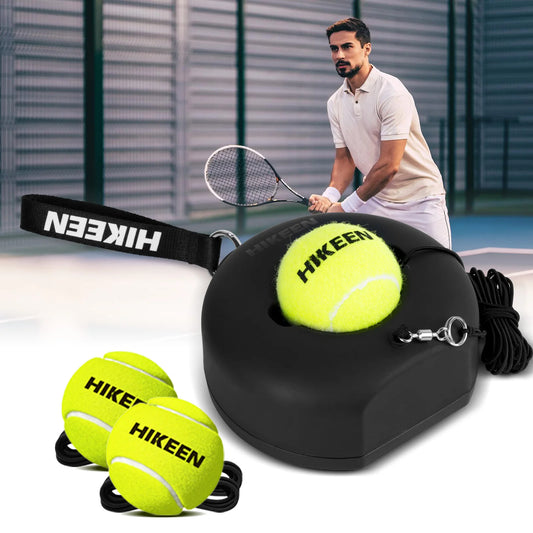 Hikeen Premium Tennis Trainer Rebound med metallbas, portabelt solo-tennisträningsset med 3 högelastiska bollar