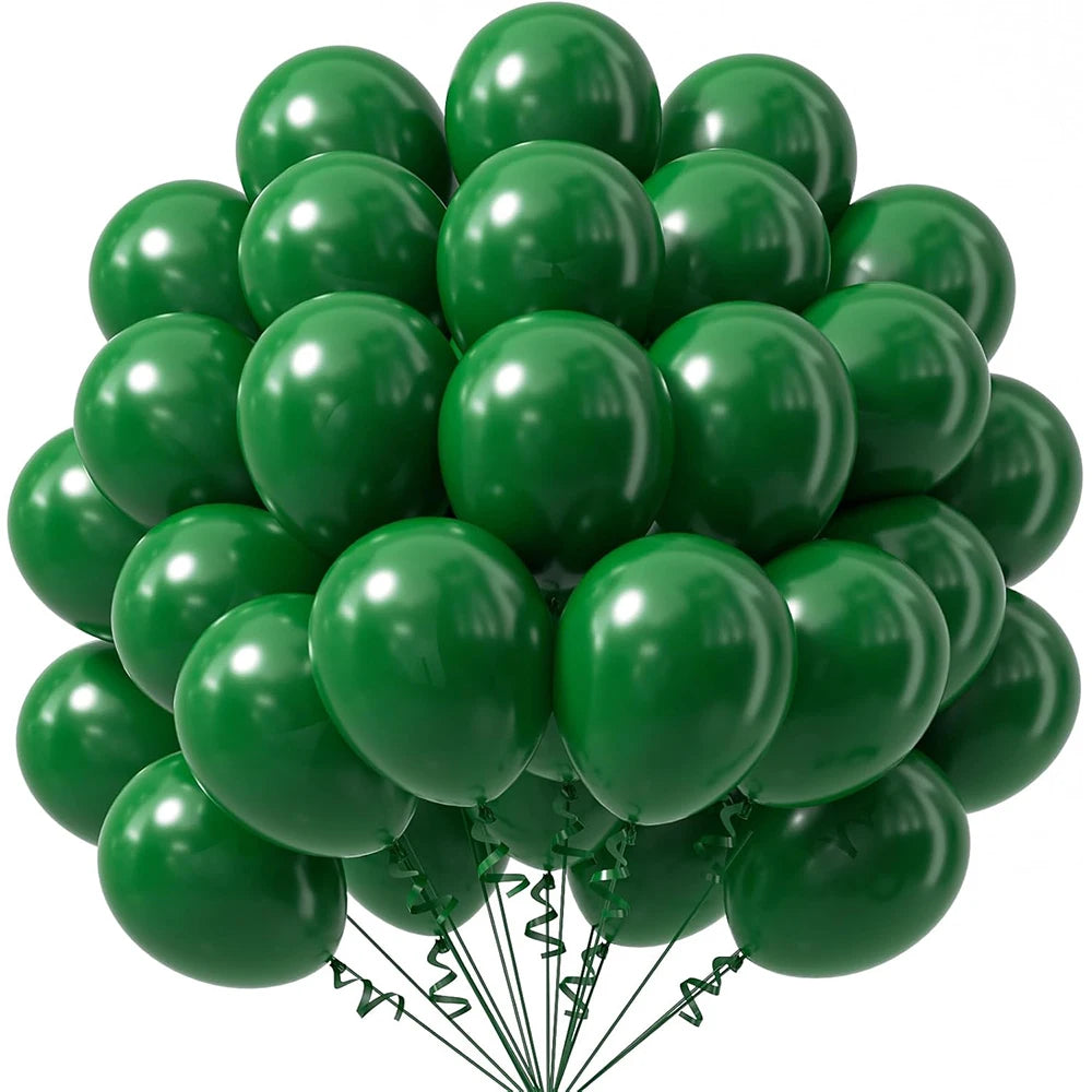 10/12-tums ballonger, 10/20/30 st – röda, kungligt blå, gula och djungelgröna ballonger. Perfekta för kalas, Student, babyshower och födelsedagsfestdekoration.