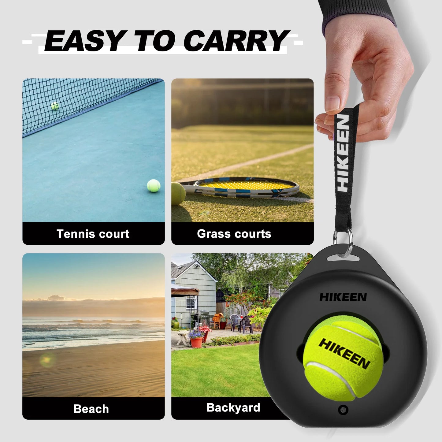 Hikeen Premium Tennis Trainer Rebound med metallbas, portabelt solo-tennisträningsset med 3 högelastiska bollar