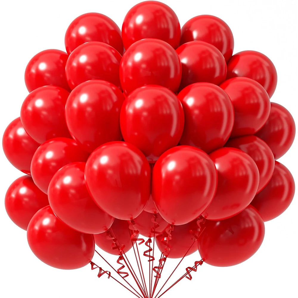 10/12-tums ballonger, 10/20/30 st – röda, kungligt blå, gula och djungelgröna ballonger. Perfekta för kalas, Student, babyshower och födelsedagsfestdekoration.