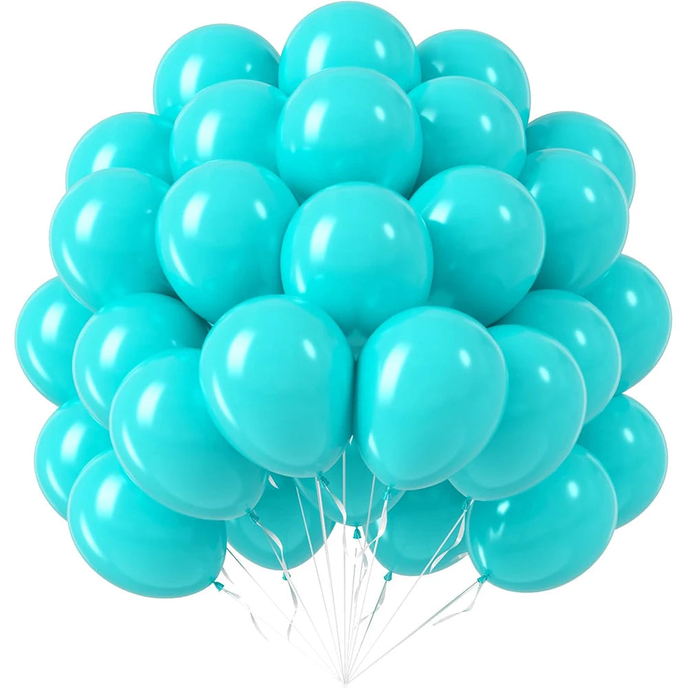 10/12-tums ballonger, 10/20/30 st – röda, kungligt blå, gula och djungelgröna ballonger. Perfekta för kalas, Student, babyshower och födelsedagsfestdekoration.